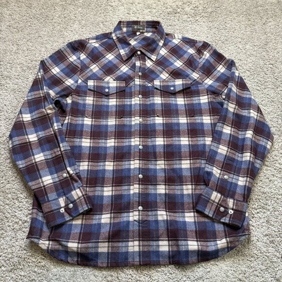 Ibex Taos Mens XL Plaid Flannel Shirt Wool Blend Snap Button Long Sleeve - Picture 1 of 8